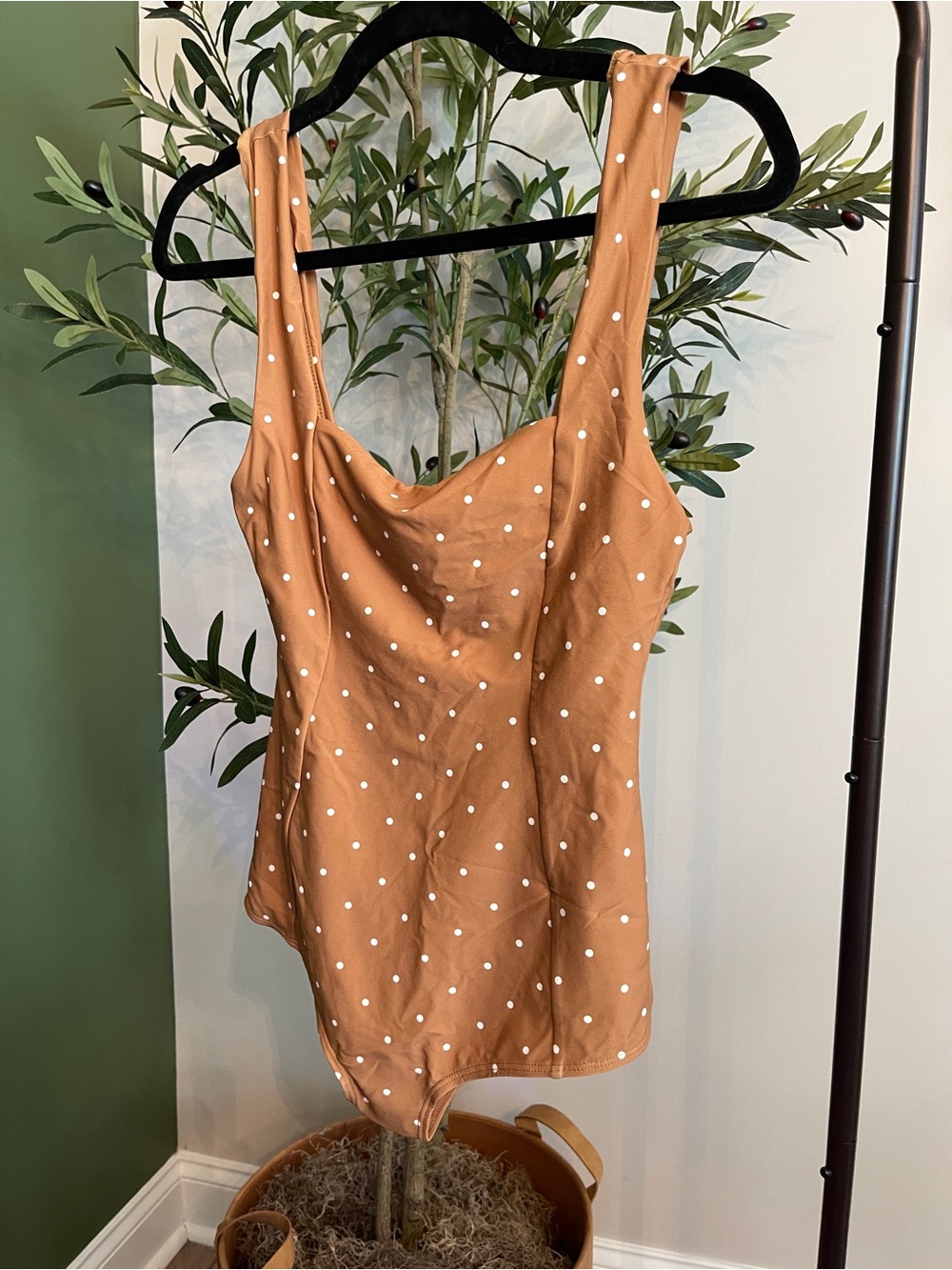 WeWoreWhat Camel Polka Dot Bodysuit